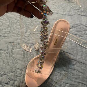 Nude bling gladiator sandals